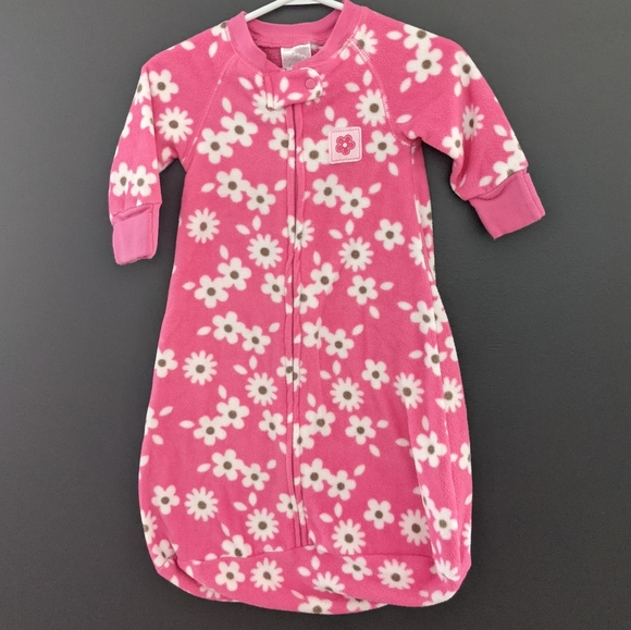 Pink & white fleece zip up sleep sack - Picture 1 of 3